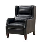 Fauteuil à oreilles en cuir véritable avec coussin