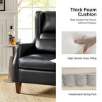 Fauteuil à oreilles en cuir véritable avec coussin