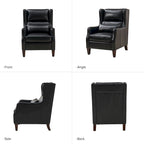 Fauteuil à oreilles en cuir véritable avec coussin