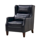Fauteuil à oreilles en cuir véritable avec coussin