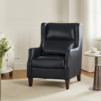 Fauteuil à oreilles en cuir véritable avec coussin