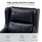 Fauteuil à oreilles en cuir véritable avec coussin