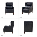 Fauteuil à oreilles en cuir véritable avec coussin