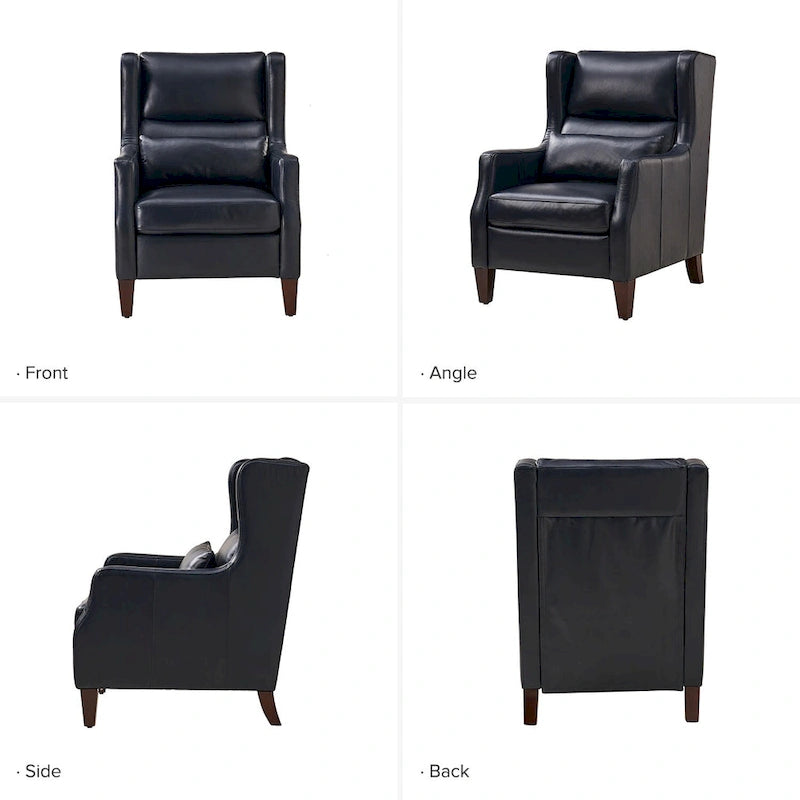Fauteuil à oreilles en cuir véritable avec coussin