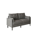 Canapé double gris clair en coton-lin 57,5, pieds en métal, pieds en plastique, coussin épais avec deux accoudoirs