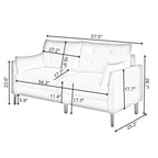 Canapé double gris clair en coton-lin 57,5, pieds en métal, pieds en plastique, coussin épais avec deux accoudoirs