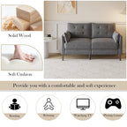 Canapé double gris clair en coton-lin 57,5, pieds en métal, pieds en plastique, coussin épais avec deux accoudoirs