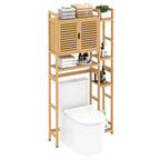 Meuble de rangement de salle de bain en bambou à placer au-dessus des toilettes avec étagère