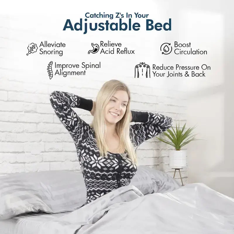 Lit réglable avec matelas, anti-ronflement, double massage, ports USB et éclairage sous le lit