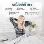 Lit réglable avec matelas, anti-ronflement, double massage, ports USB et éclairage sous le lit