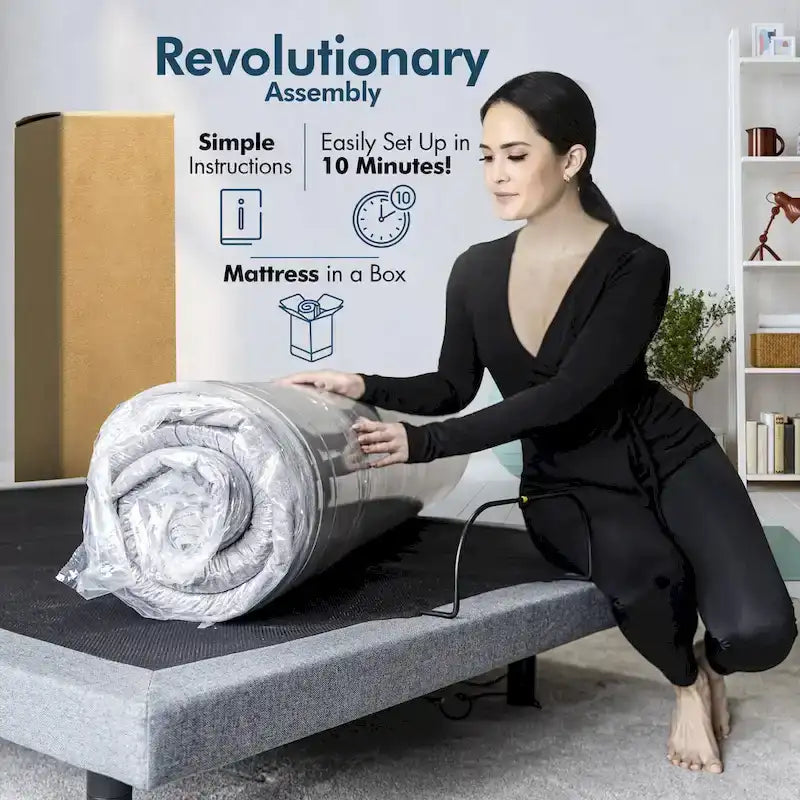 Lit réglable avec matelas, anti-ronflement, double massage, ports USB et éclairage sous le lit
