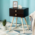 Costway 2 PCS Mid Century Modern 2 Drawers Nightstand Sofa Side Table - See Details