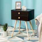 Costway 2 PCS Mid Century Modern 2 Drawers Nightstand Sofa Side Table - See Details