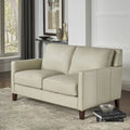 Causeuse en cuir pleine fleur avec plumes, mousse à mémoire de forme et ressorts