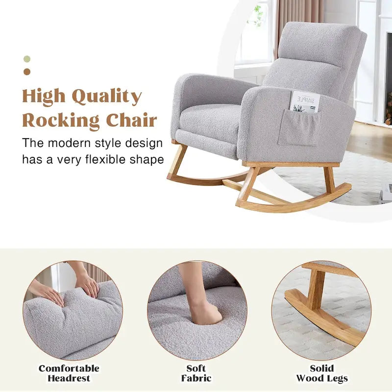 Fauteuil à bascule pour chambre de bébé avec repose-pieds