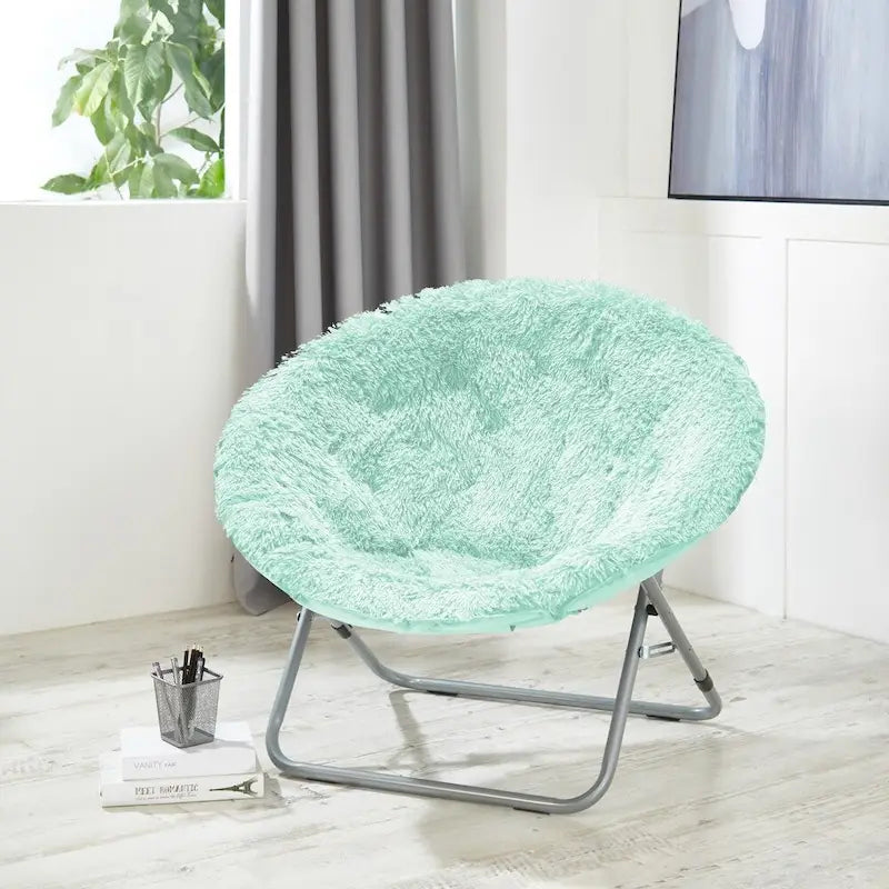 Fauteuil lune surdimensionné en fausse fourrure style mongol