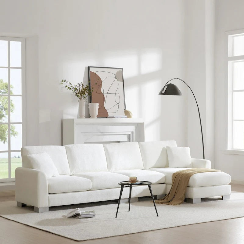 Canapé d'angle en chenille surdimensionné de 119x55 pouces avec méridienne