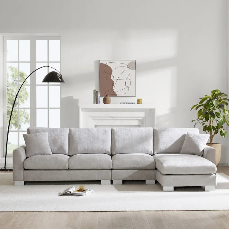 Canapé d'angle en chenille surdimensionné de 119x55 pouces avec méridienne