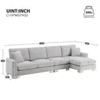 Canapé d'angle en chenille surdimensionné de 119x55 pouces avec méridienne