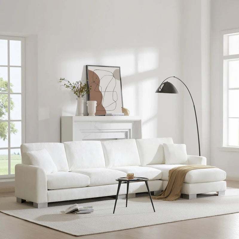 Canapé d'angle en chenille surdimensionné de 119x55 pouces avec méridienne