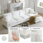 Canapé d'angle en chenille surdimensionné de 119x55 pouces avec méridienne