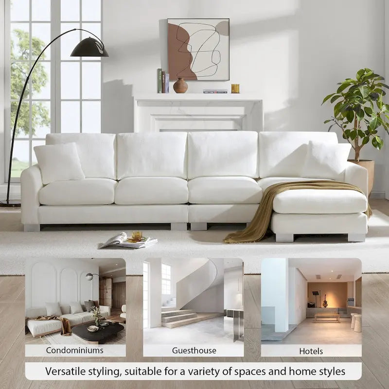 Canapé d'angle en chenille surdimensionné de 119x55 pouces avec méridienne