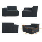 Canapé d'angle modulable moderne avec 3 oreillers, canapé de salon convertible avec poufs
