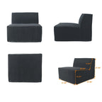 Canapé d'angle modulable moderne avec 3 oreillers, canapé de salon convertible avec poufs
