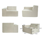 Canapé d'angle modulable moderne avec 3 oreillers, canapé de salon convertible avec poufs