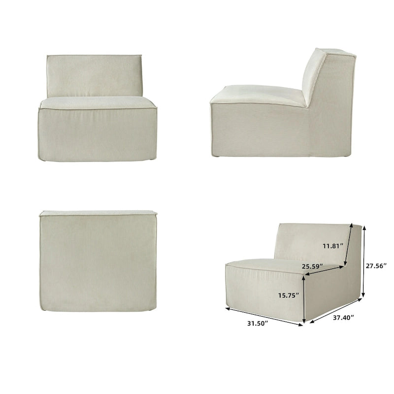 Canapé d'angle modulable moderne avec 3 oreillers, canapé de salon convertible avec poufs