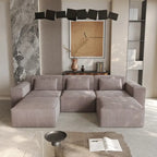 Canapé d'angle modulable moderne avec 3 oreillers, canapé de salon convertible avec poufs