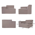 Canapé d'angle modulable moderne avec 3 oreillers, canapé de salon convertible avec poufs