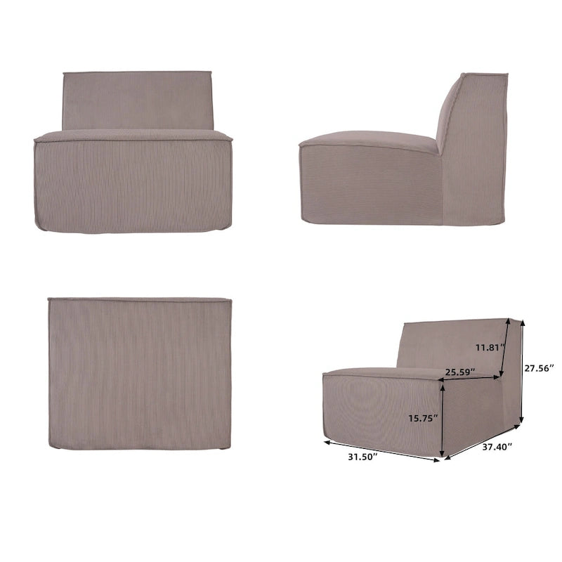 Canapé d'angle modulable moderne avec 3 oreillers, canapé de salon convertible avec poufs