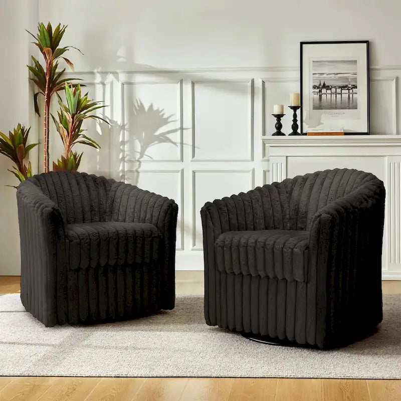 Fauteuil d'appoint pivotant à 360 degrés en fausse fourrure de lapin