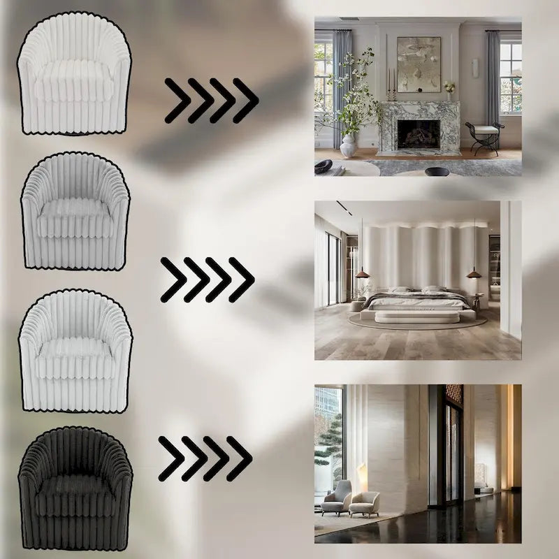 Fauteuil d'appoint pivotant à 360 degrés en fausse fourrure de lapin