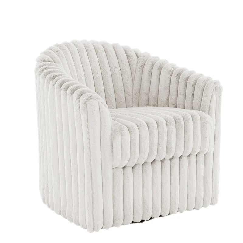 Fauteuil d'appoint pivotant à 360 degrés en fausse fourrure de lapin