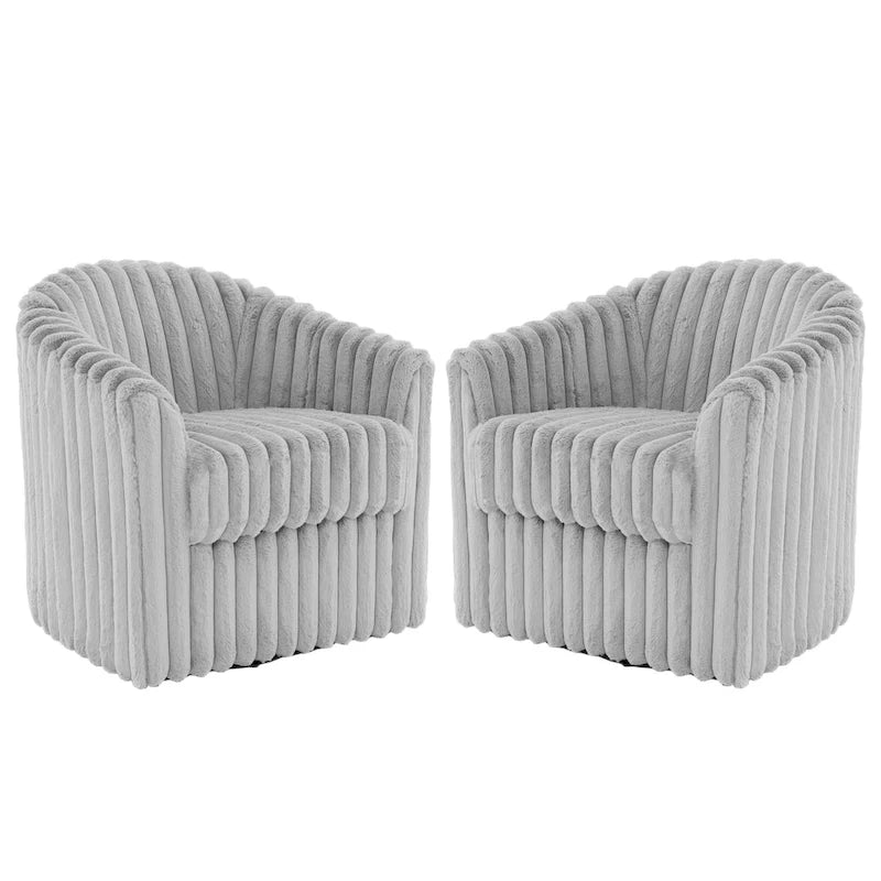Fauteuil d'appoint pivotant à 360 degrés en fausse fourrure de lapin