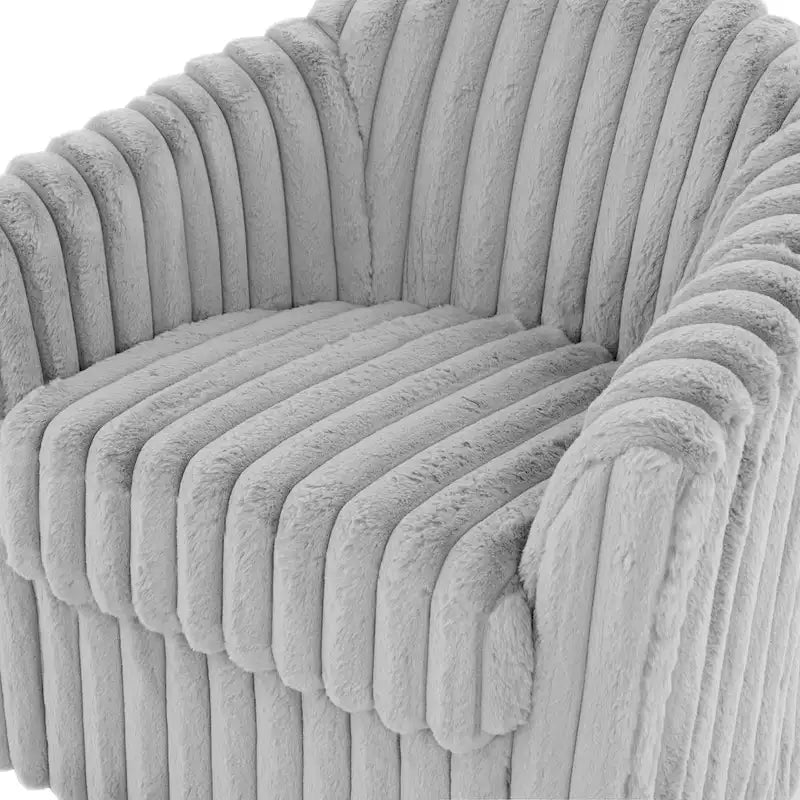 Fauteuil d'appoint pivotant à 360 degrés en fausse fourrure de lapin