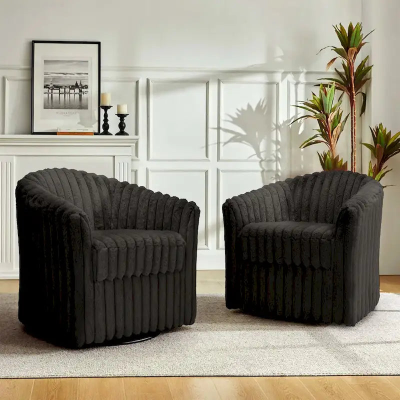 Fauteuil d'appoint pivotant à 360 degrés en fausse fourrure de lapin