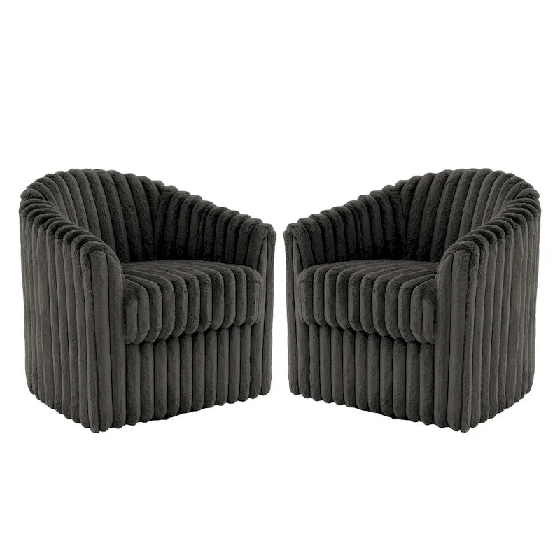 Fauteuil d'appoint pivotant à 360 degrés en fausse fourrure de lapin