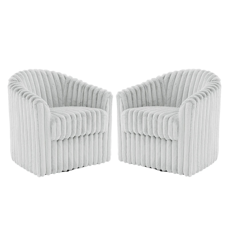 Fauteuil d'appoint pivotant à 360 degrés en fausse fourrure de lapin