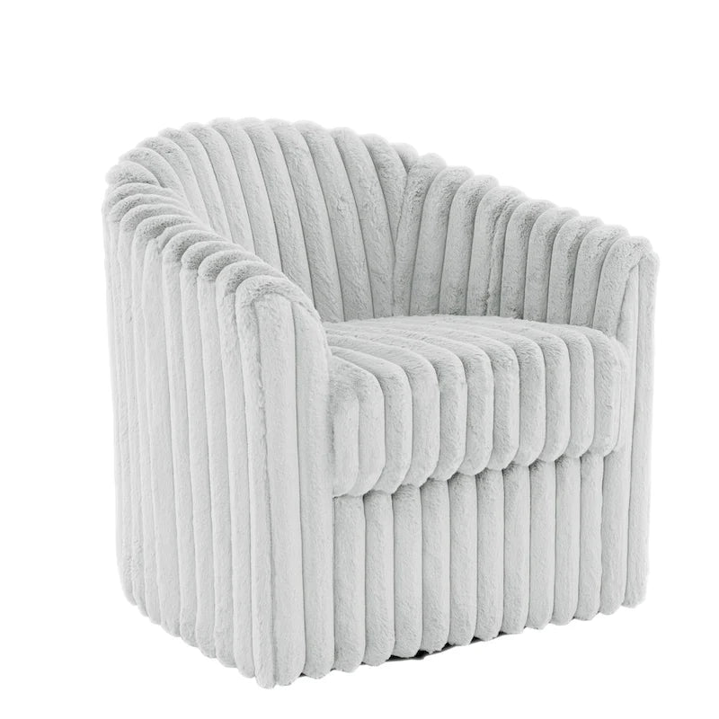 Fauteuil d'appoint pivotant à 360 degrés en fausse fourrure de lapin