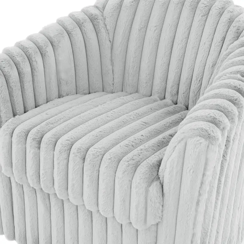 Fauteuil d'appoint pivotant à 360 degrés en fausse fourrure de lapin