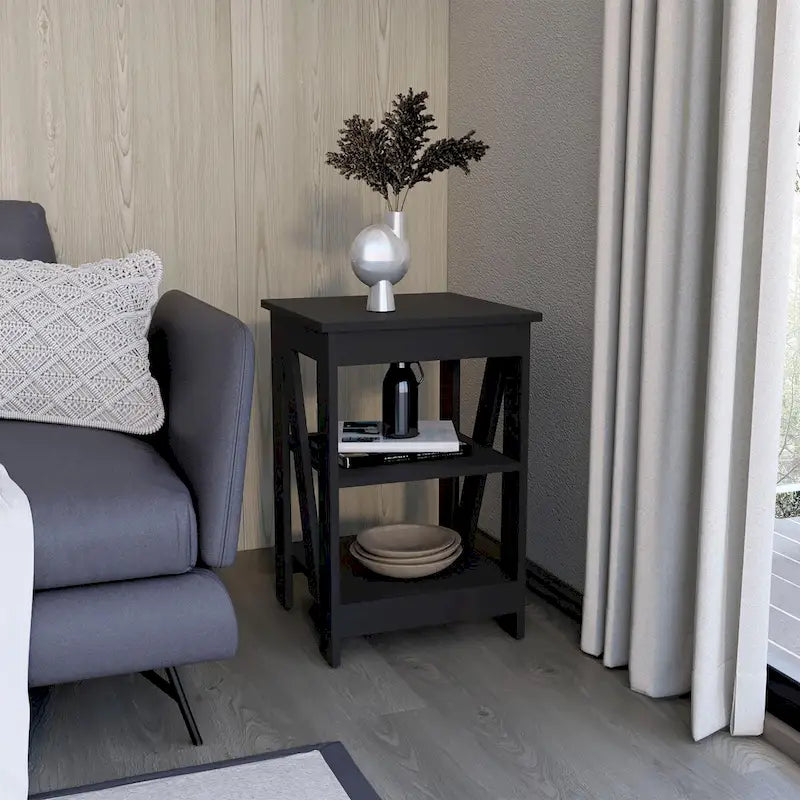 Table d'appoint avec étagère de rangement