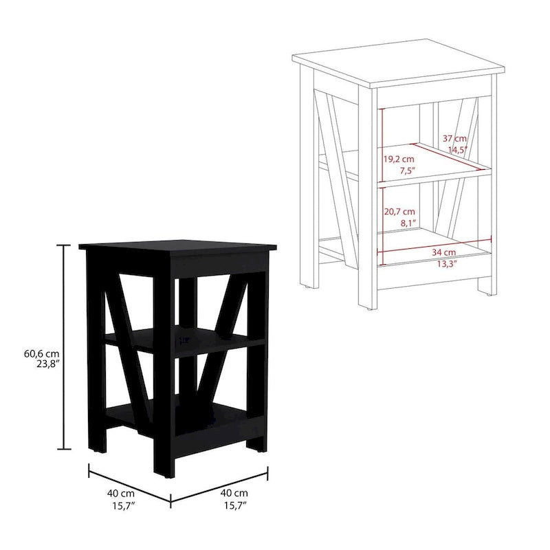 Table d'appoint avec étagère de rangement