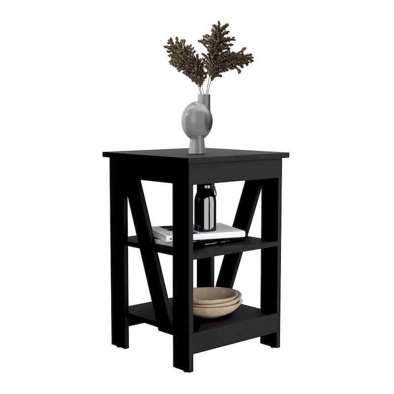 Table d'appoint avec étagère de rangement