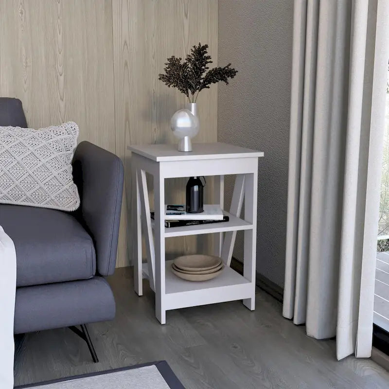 Table d'appoint avec étagère de rangement