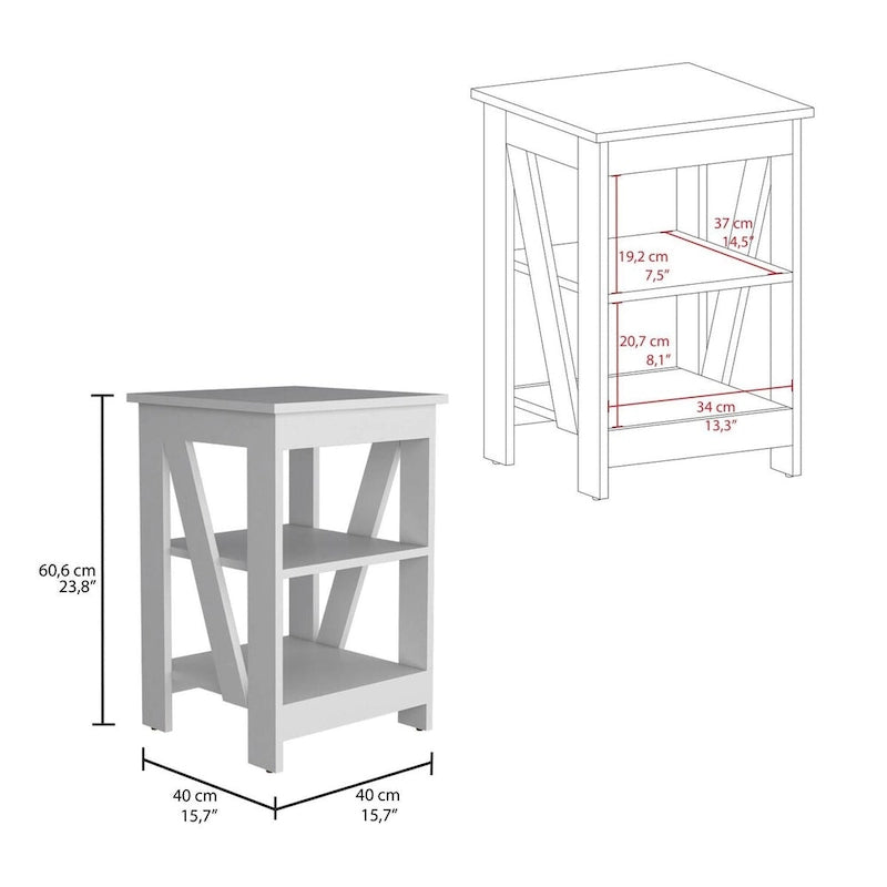 Table d'appoint avec étagère de rangement