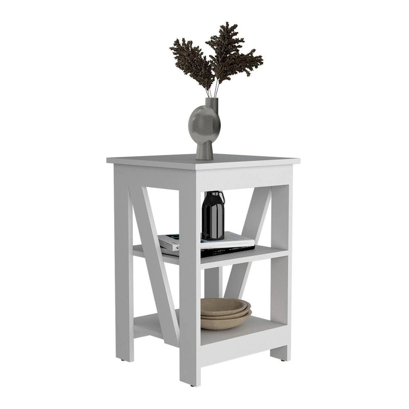 Table d'appoint avec étagère de rangement