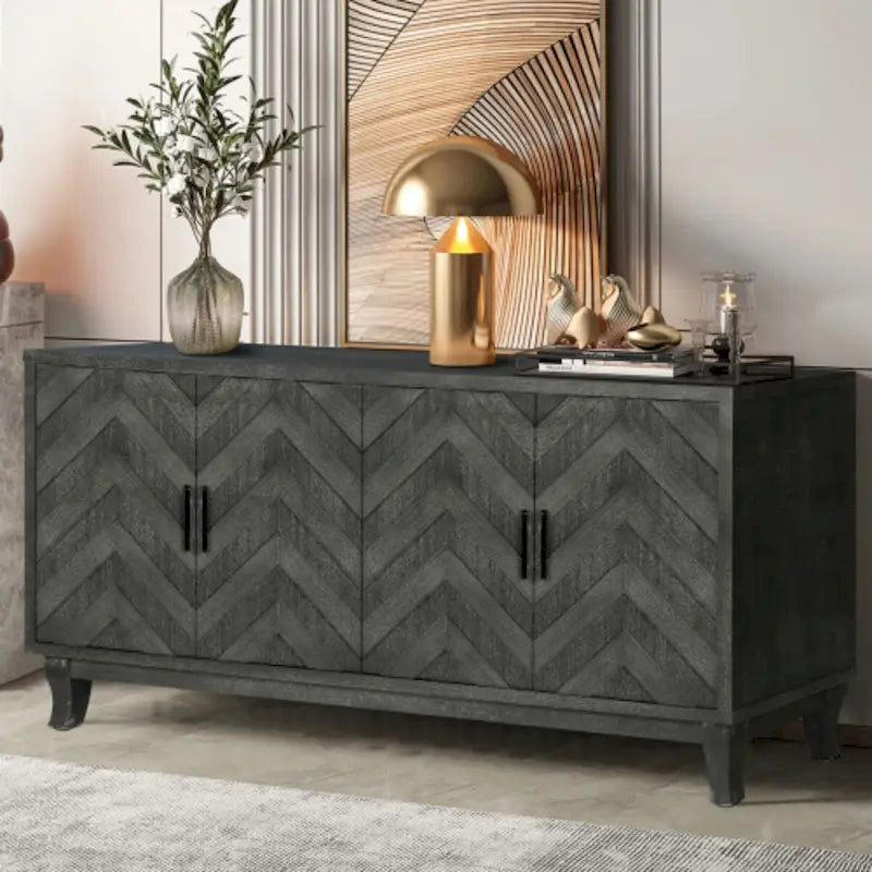 Buffet bas de rangement quatre portes Accent pour salle à manger, entrée et couloir